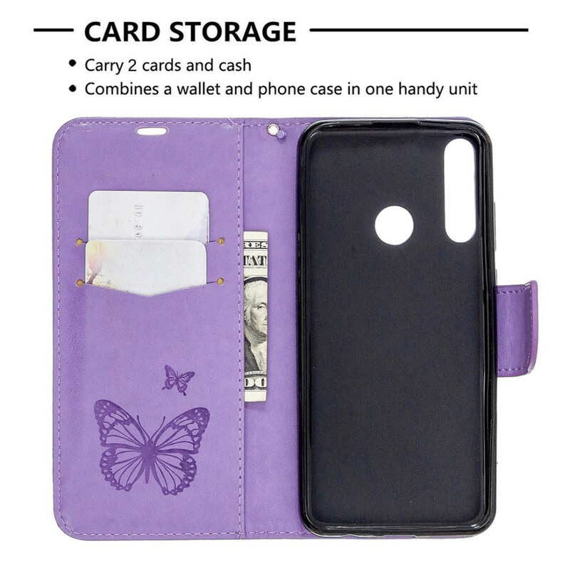 Funda con mariposas y solapa oblicua para el Huawei Y6p