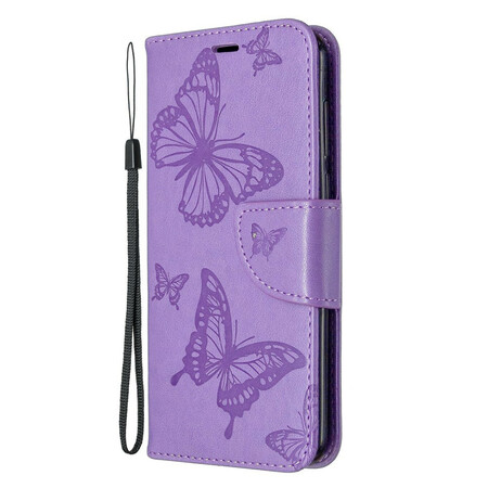Funda de mariposas y solapa oblicua para el Huawei Y5p