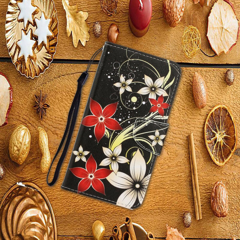 Xiaomi Redmi Note 9 Funda con colgante de flores de colores