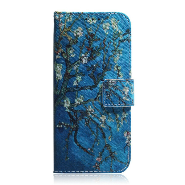 Xiaomi Redmi Note 9 Funda Flowered Tree Blue Background
