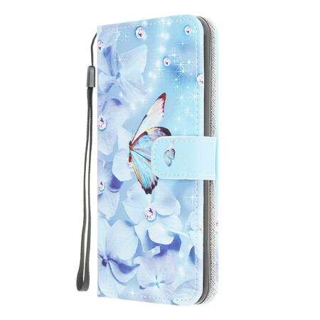 Xiaomi Redmi 9C Funda con colgante de mariposa de diamante