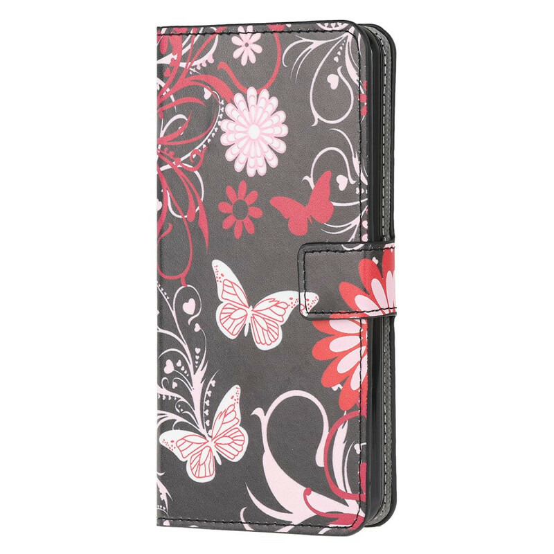 Funda de mariposas y flores para el Xiaomi Redmi 9