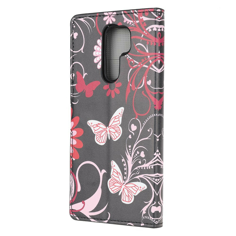 Funda de mariposas y flores para el Xiaomi Redmi 9