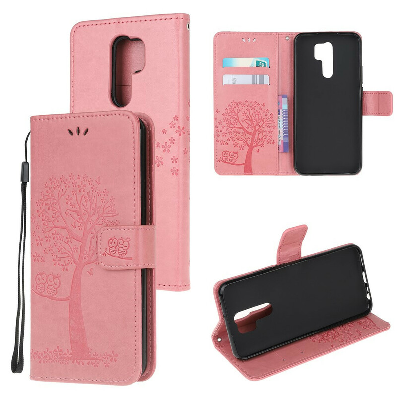 Funda con colgante de árbol y búho para el Xiaomi Redmi 9