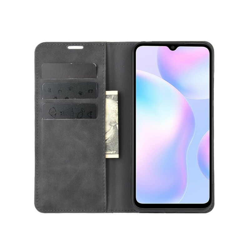 Funda abatible Xiaomi Redmi 9A Efecto cuero suave