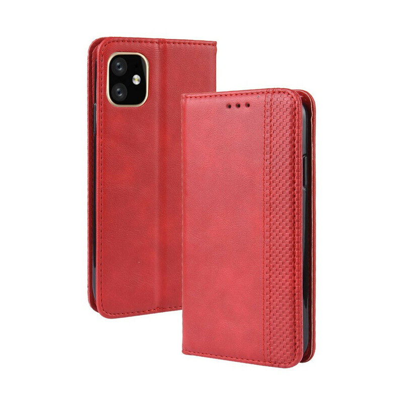 Funda Flip Cover iPhone 12 Pro Max Efecto Cuero Estilo Vintage