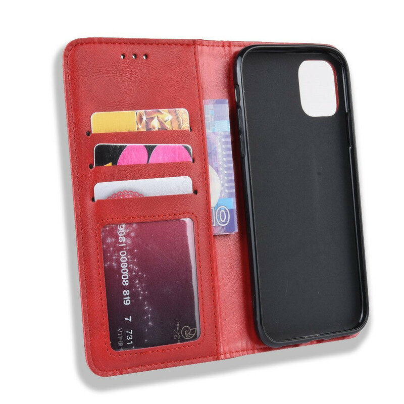 Funda Flip Cover iPhone 12 Pro Max Efecto Cuero Estilo Vintage