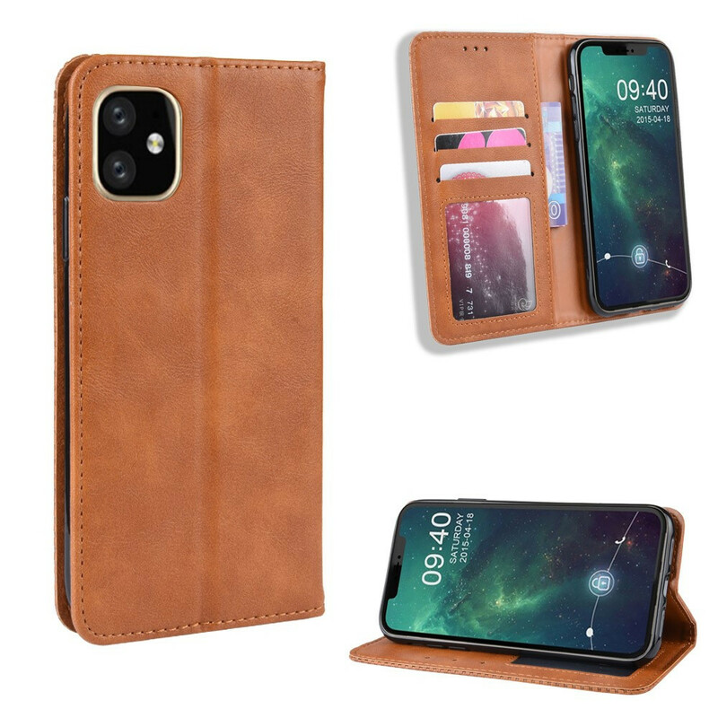 Flip Cover iPhone 12 Max / 12 Pro Efecto Cuero Estilo Vintage