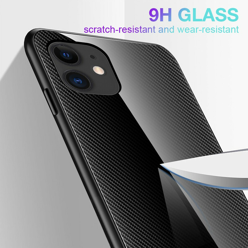 Funda iPhone 12 Max / 12 Pro de cristal templado de fibra de carbono clásica