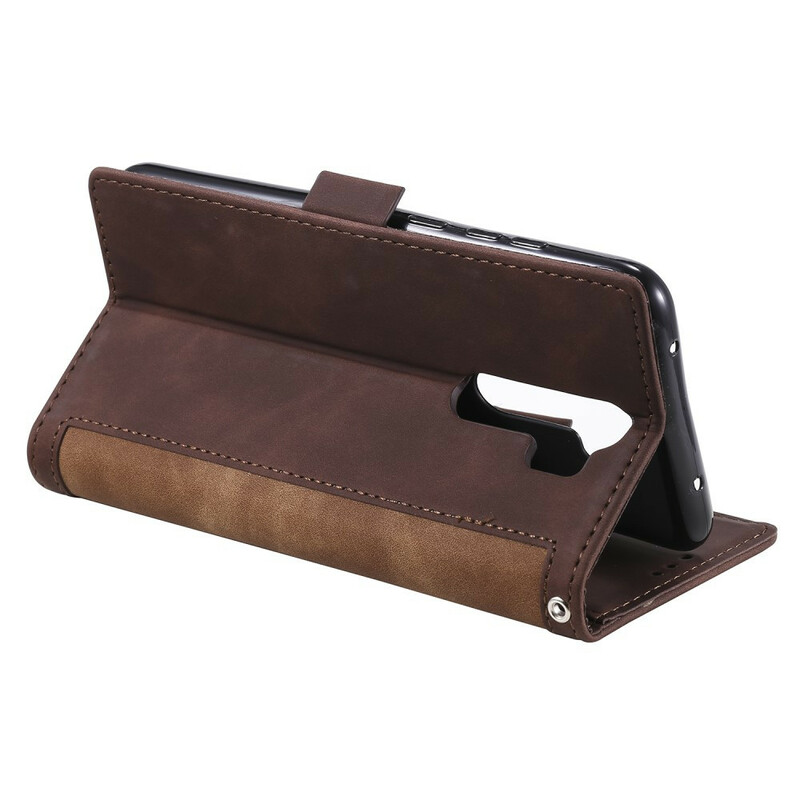 Funda de polipiel de dos tonos para el Xaiomi Redmi 9 con contornos reforzados