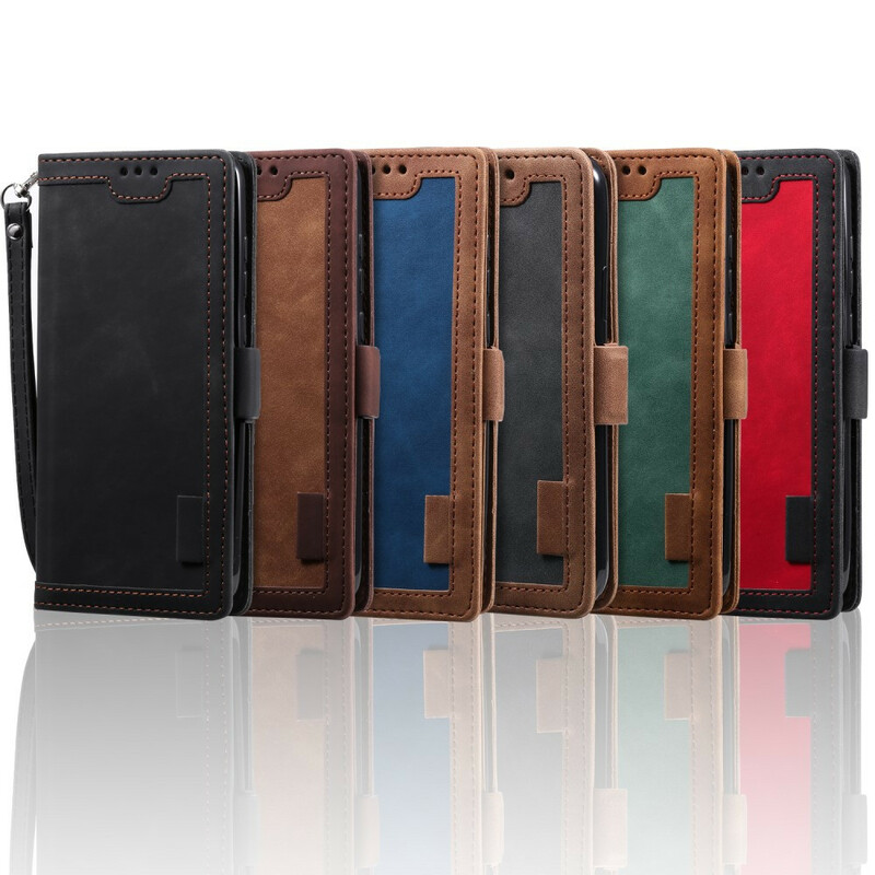 Funda de polipiel de dos tonos para el Xaiomi Redmi 9 con contornos reforzados