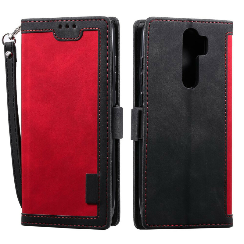 Funda de polipiel de dos tonos para el Xaiomi Redmi 9 con contornos reforzados