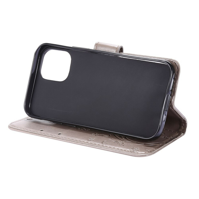 Funda iPhone 12 Mariposas y Flores Lanyard