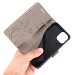 Funda iPhone 12 Mariposas y Flores Lanyard