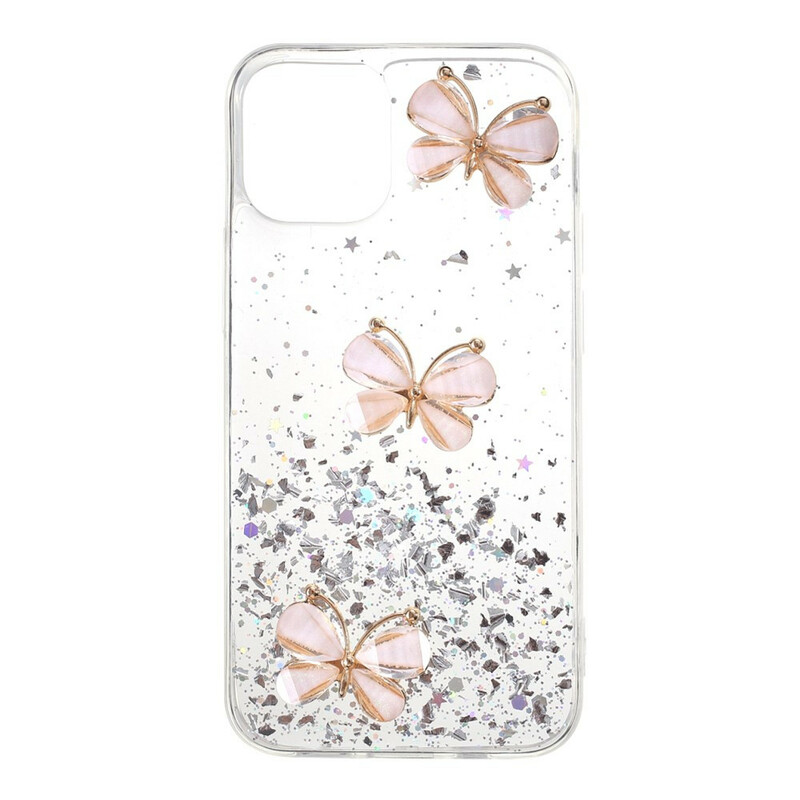 Funda iPhone 12 Glitter Butterflies 3D