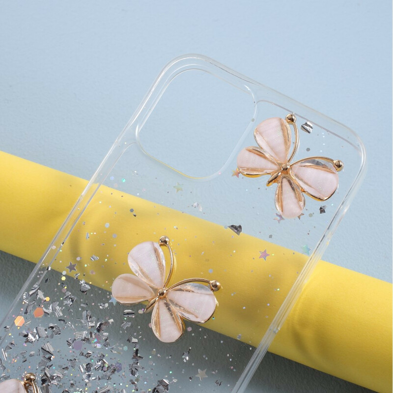 Funda iPhone 12 Glitter Butterflies 3D