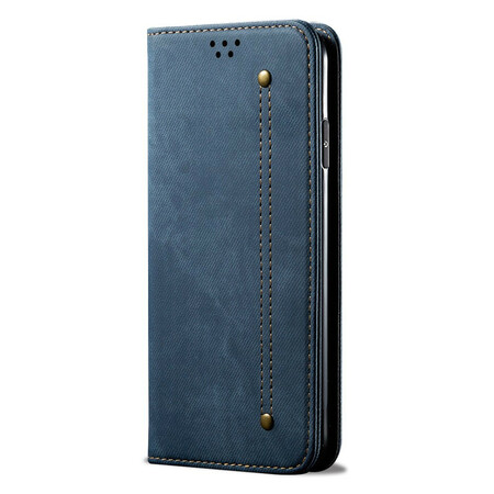 Flip Cover iPhone 12 Faux Leather Jeans Texture