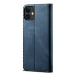 Flip Cover iPhone 12 Faux Leather Jeans Texture