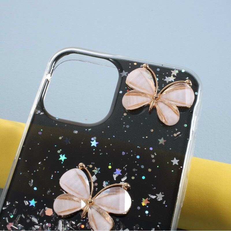 Funda iPhone 12 Max / 12 Pro Glitter 3D Butterflies