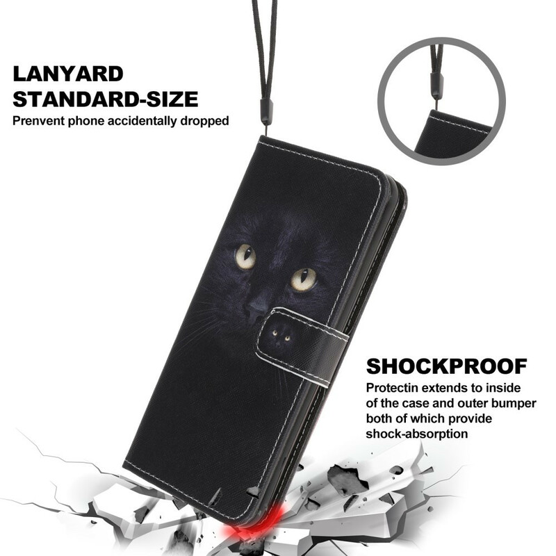 Samsung Galaxy A31 Funda negra con colgante de ojo de gato