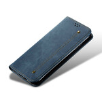 Flip Cover iPhone 12 Max / 12 Pro Leatherette Jeans Texture