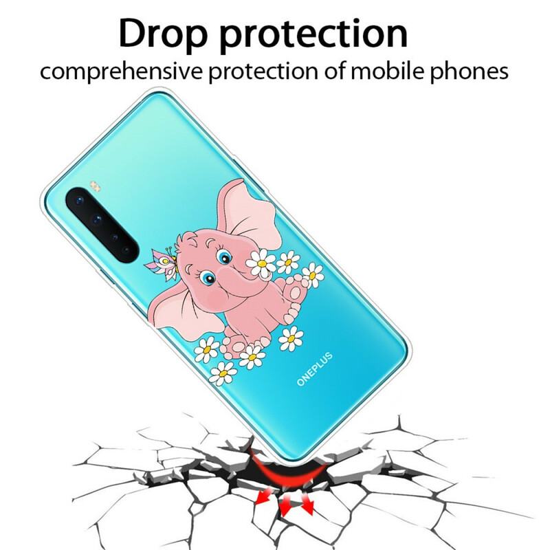Funda de elefante rosa transparente de OnePlus Nord