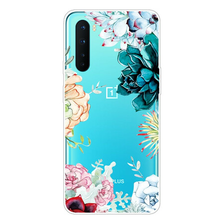 Funda de flor de acuarela transparente de OnePlus Nord