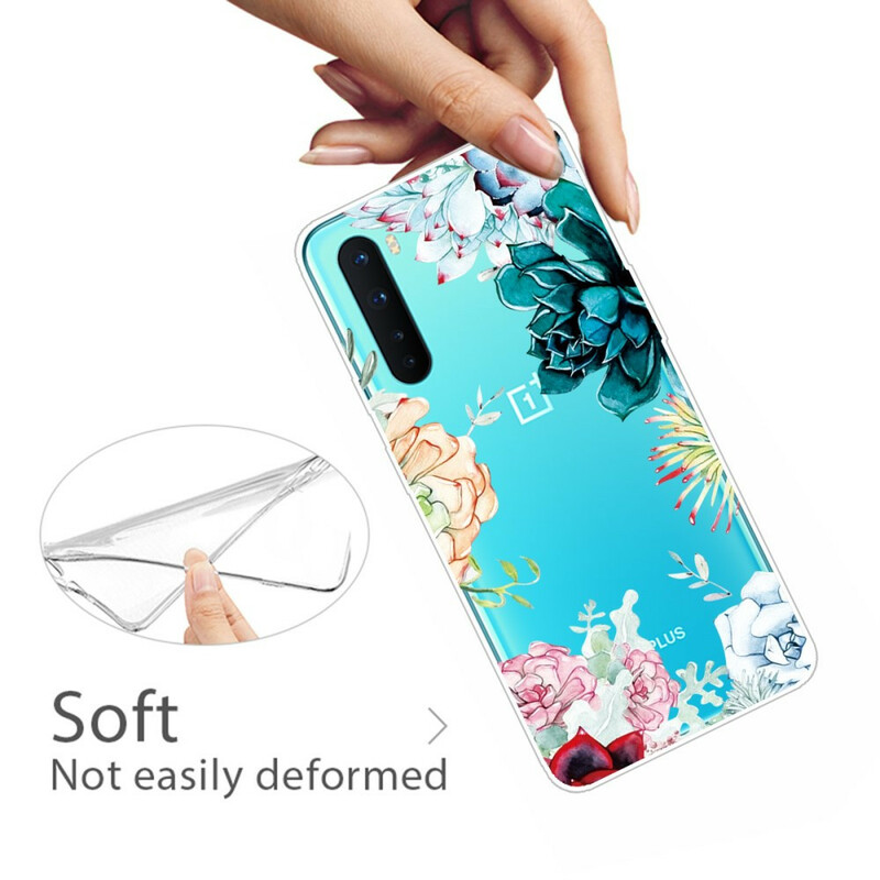 Funda de flor de acuarela transparente de OnePlus Nord