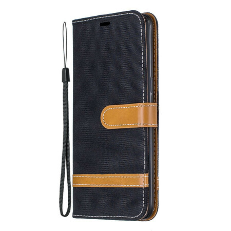 Funda de tela y efecto cuero para Samsung Galaxy A10s con colgante