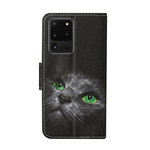 Funda Samsung Galaxy S20 Ultra Ojos Verdes Gato con Colgante
