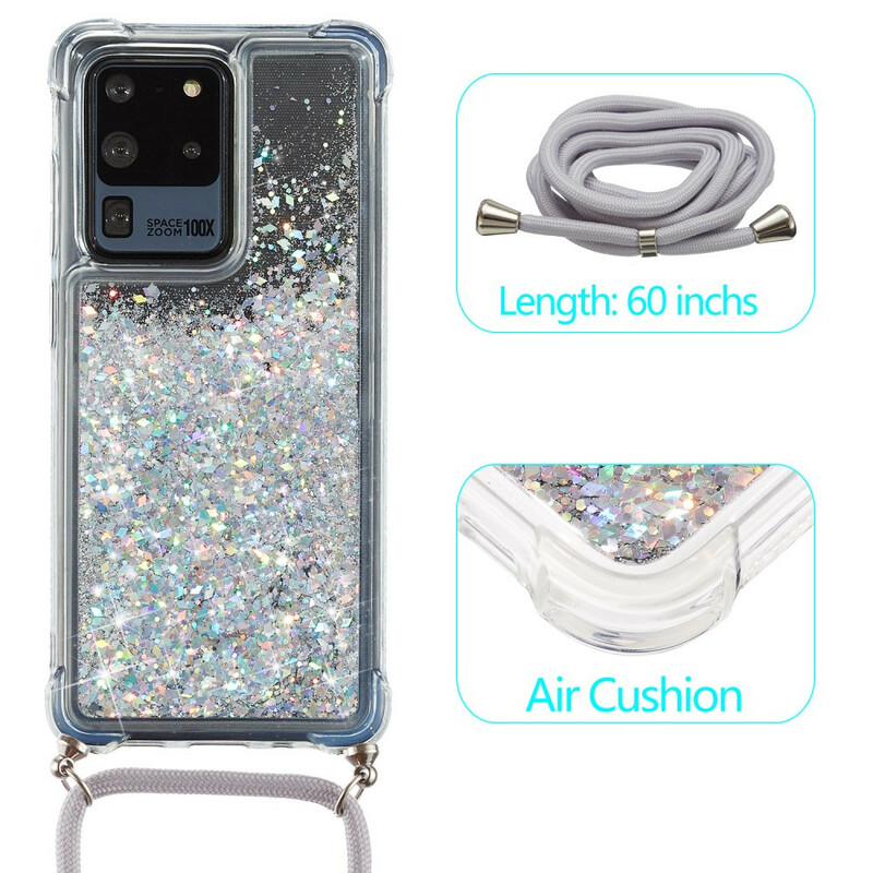 Funda Samsung Galaxy S20 Ultra Glitter con cordón