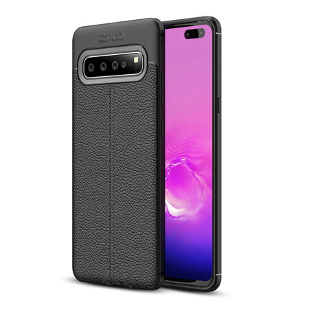 Funda de piel Samsung Galaxy S10 5G efecto lichi línea doble