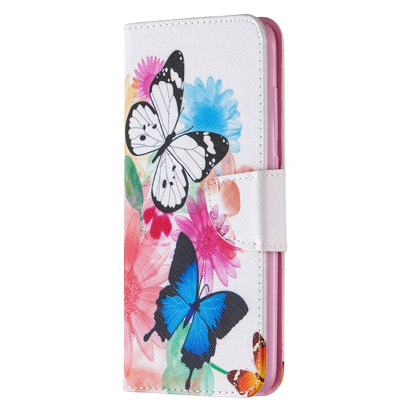 Funda pintada de mariposas y flores para el Xiaomi Redmi Note 9