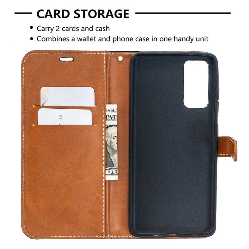 Funda Samsung Galaxy S20 FE efecto tela y cuero con colgante