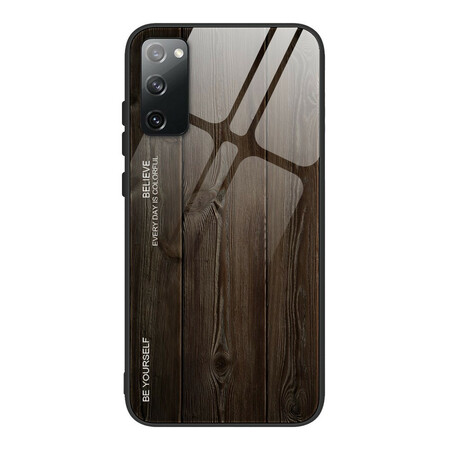 Samsung Galaxy S20 FE Funda de cristal templado con diseño de madera