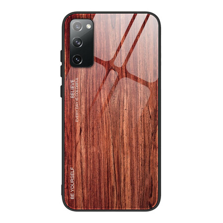 Samsung Galaxy S20 FE Funda de cristal templado con diseño de madera