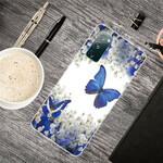 Funda Samsung Galaxy S20 FE Mariposas azules y flores de invierno