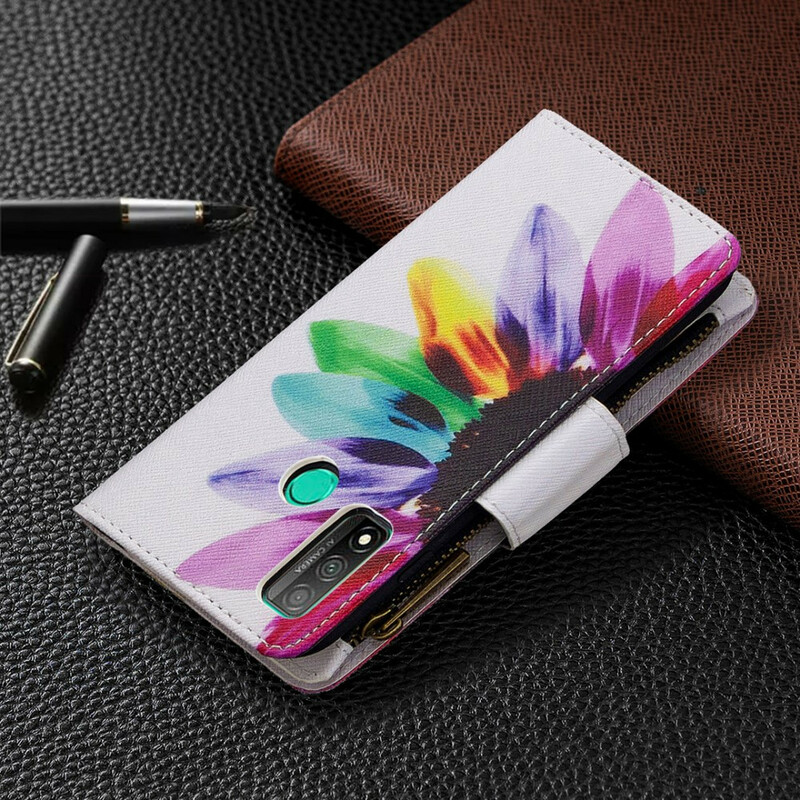 Huawei P Smart Funda 2020 Zipped Pocket Flower