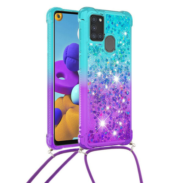 Funda de silicona con purpurina y cordón para el Samsung Galaxy A21s