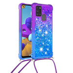 Funda de silicona con purpurina y cordón para el Samsung Galaxy A21s