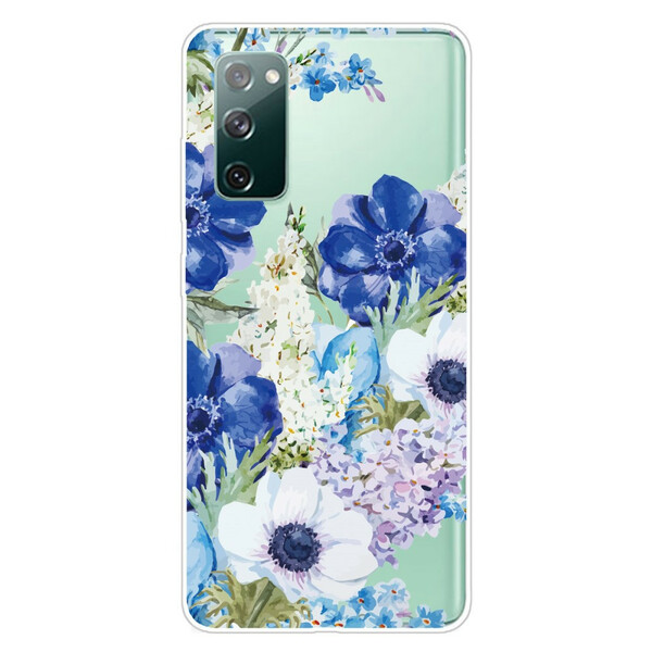 Samsung Galaxy S20 FE Funda transparente de flor de acuarela