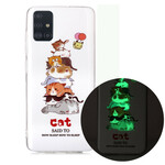 Funda fluorescente para Samsung Galaxy A51 Cats