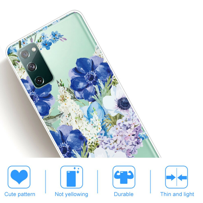 Funda de flor de acuarela transparente para Samsung Galaxy S20 FE