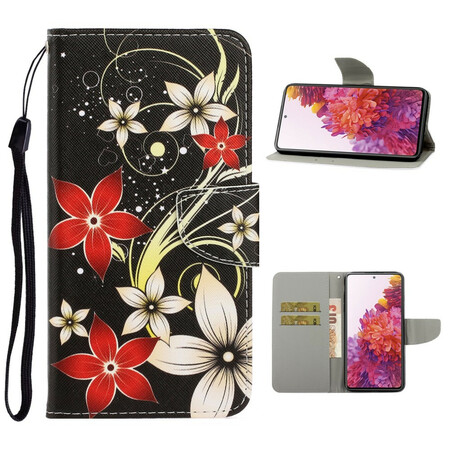 Funda Samsung Galaxy S20 FE Flores de colores con colgante