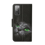 Funda de gato Samsung Galaxy S20 FE Green Eyes con colgante