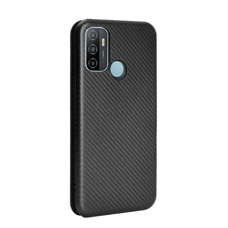 Flip Cover Oppo A53 Silicona Color Fibra de Carbono