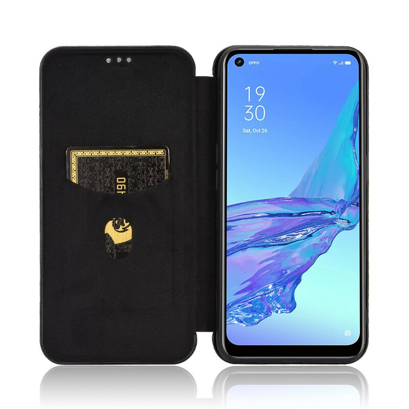 Flip Cover Oppo A53 Silicona Color Fibra de Carbono