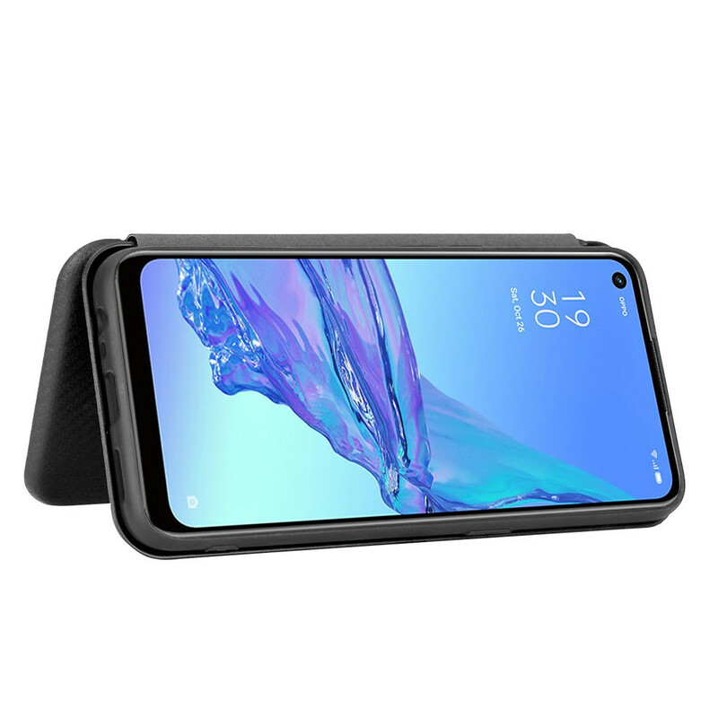 Flip Cover Oppo A53 Silicona Color Fibra de Carbono