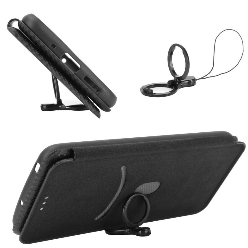 Flip Cover Oppo A53 Silicona Color Fibra de Carbono