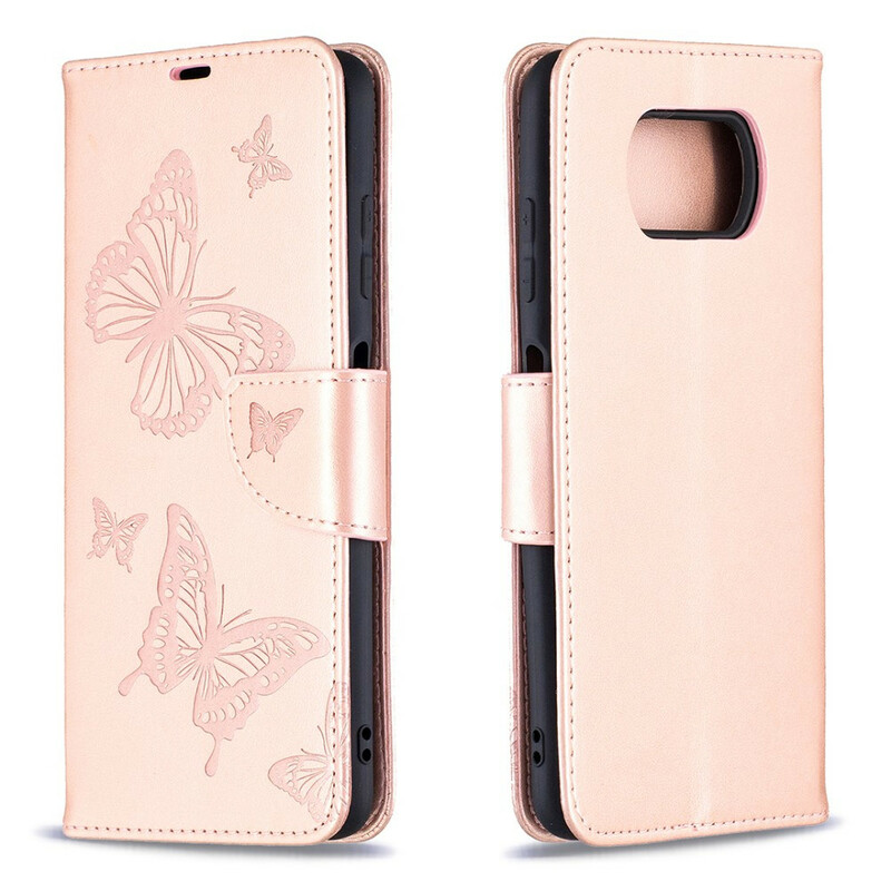 Funda con colgante impresa de mariposa para el Xiaomi Poco X3